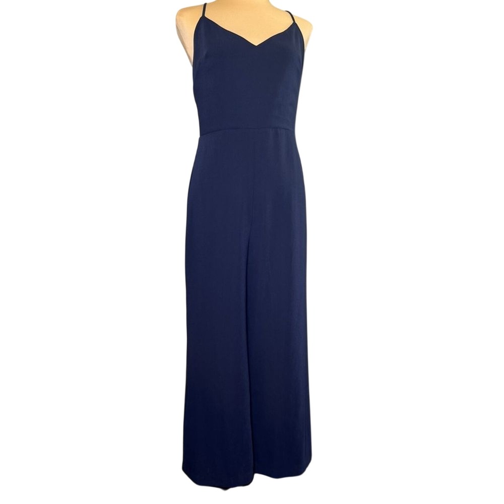 Promesa Navy Blue Sleeveless Tank‎ Open Back Jumpsuit Romper Size Medium
